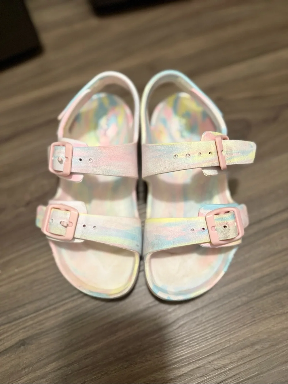 Cat & Jack Pastel Tie-Dye Pink Buckle Sandals size 11C